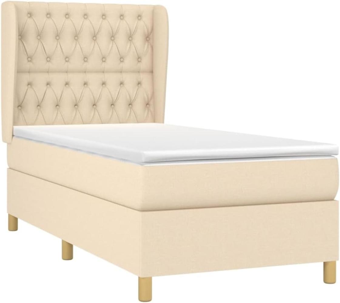 vidaXL Boxspringbett mit Matratze Creme 100x200 cm Stoff 3128746 Bild 1