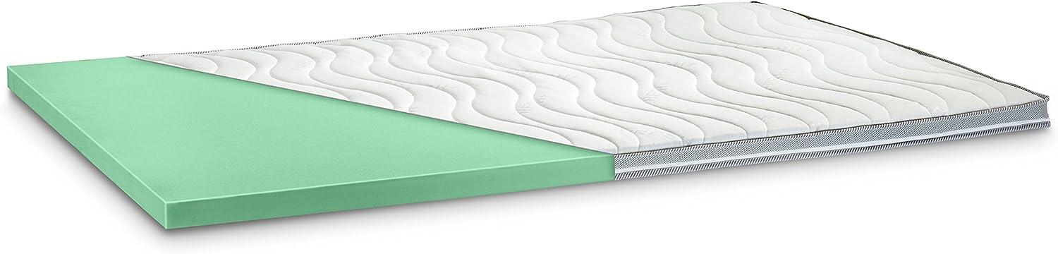 Kaltschaum Topper Matratzenauflage | 7 cm Gesamthöhe | abnehmbarer und waschbarer Bezug | Bezug mit 3D-Mesh-Klimaband und Stegkanten | H2 - weich | 120x200 cm Bild 1