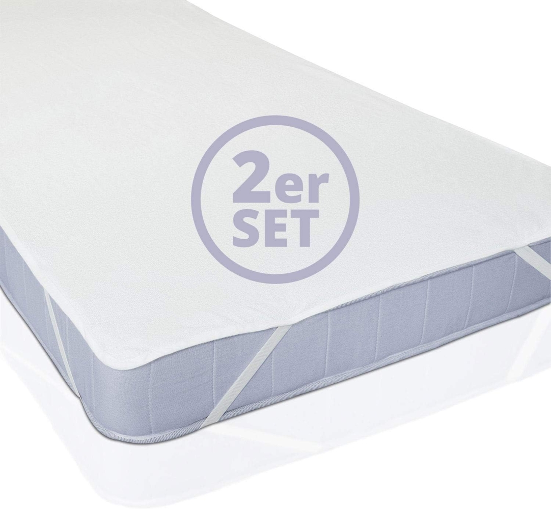 LUMALAND Wasserundurchlässige Matratzenauflage - 100 x 200 cm - 2er-Set - weiß Bild 1