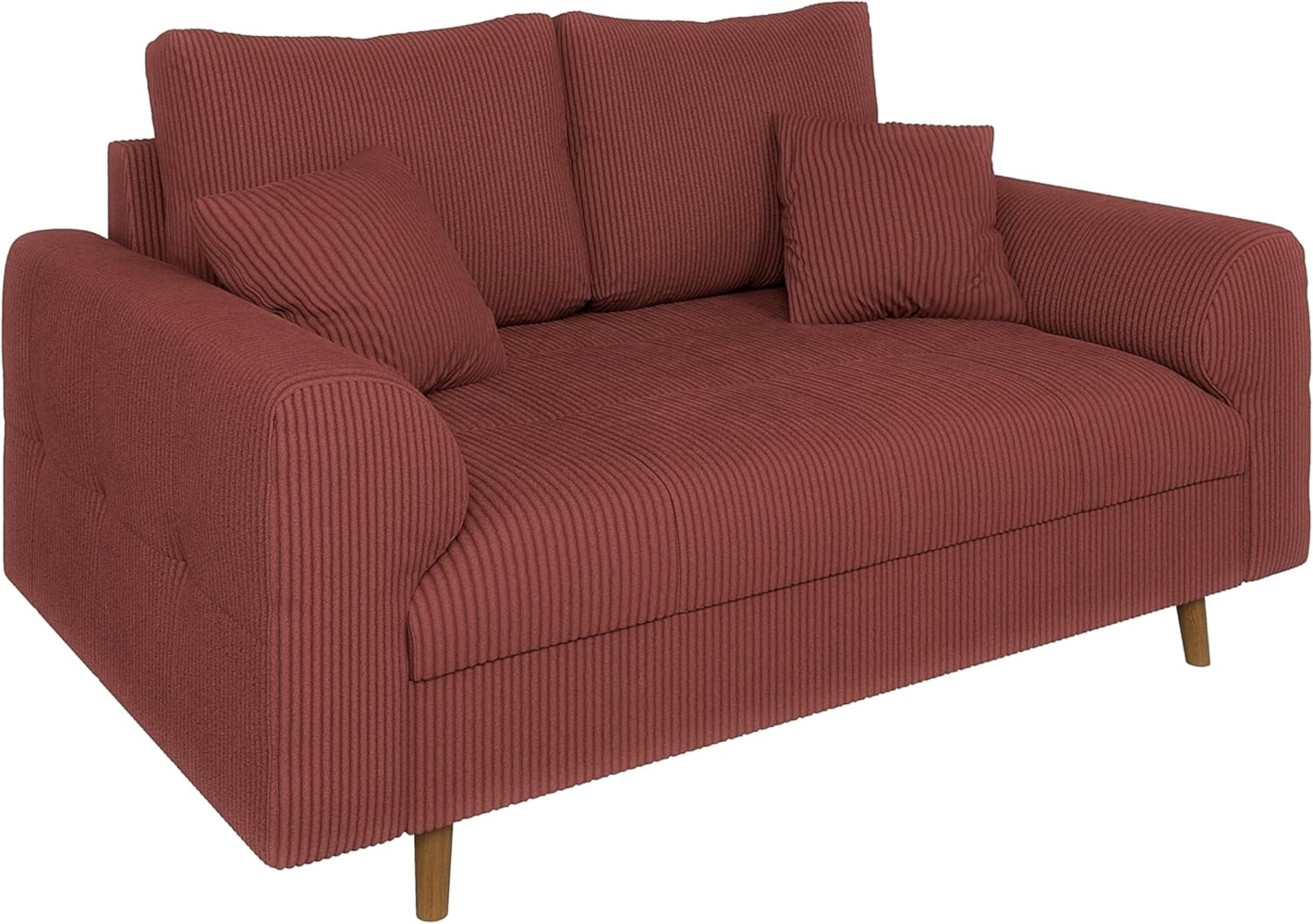 S-Style Möbel 2-Sitzer Sofa Zara mit Holzfüßen im skandinavischen Stil aus Cord-Stoff, mit Wellenfederung Bild 1