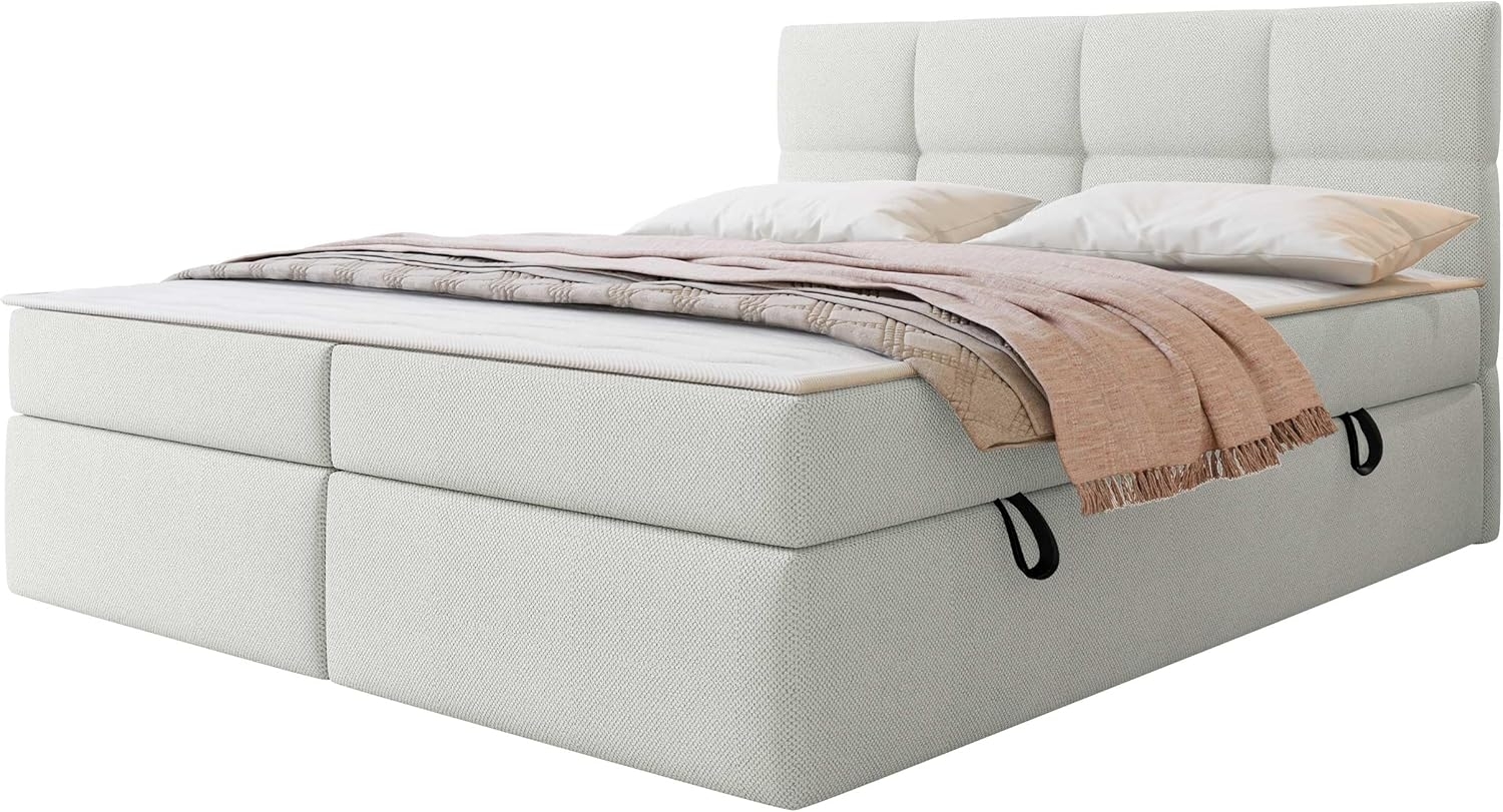 Mirjan24 Boxspringbett mit H3-Matratze und Topper Fogy , hellgrau, 160x200 cm Bild 1