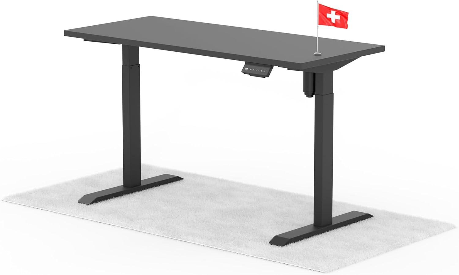 elektrisch höhenverstellbarer Schreibtisch ECO 140 x 60 cm - Gestell Schwarz, Platte Anthrazit Bild 1