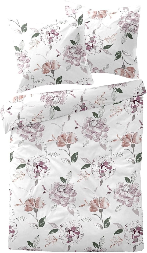 Traumschlaf Biber Bettwäsche Atherton rose|160x210 cm + 65x100 cm Bild 1