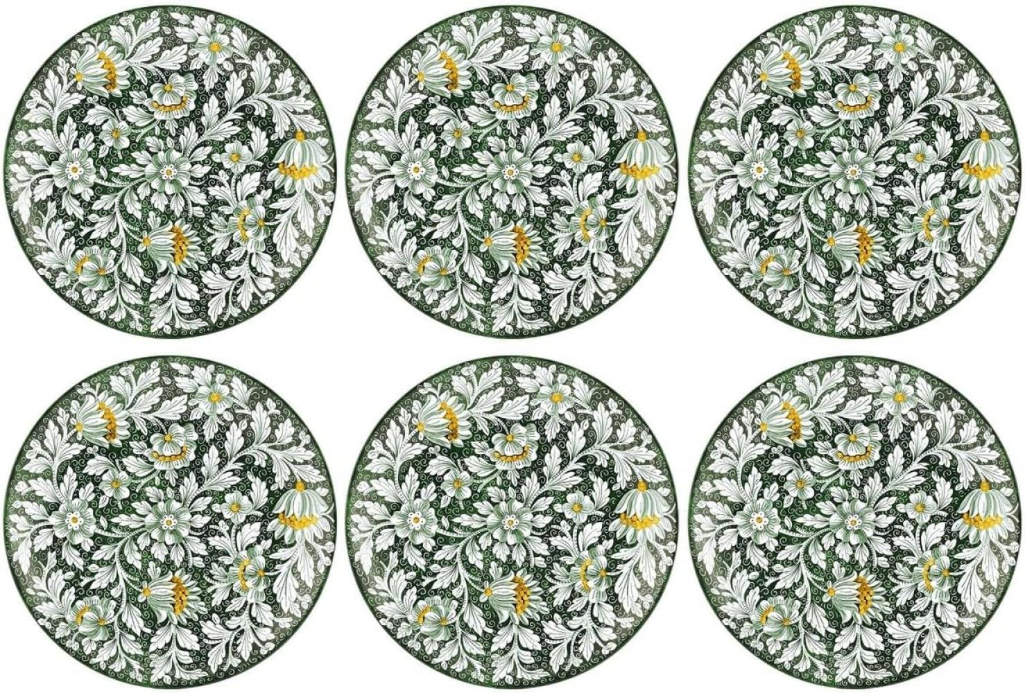 Casa Padrino Luxus Keramik Teller 6er Set Grün / Mehrfarbig Ø 40 cm - Handgefertigte & handbemalte Essteller mit Blumendesign - Hotel & Restaurant Accessoires - Luxus Qualität - Made in Italy Bild 1