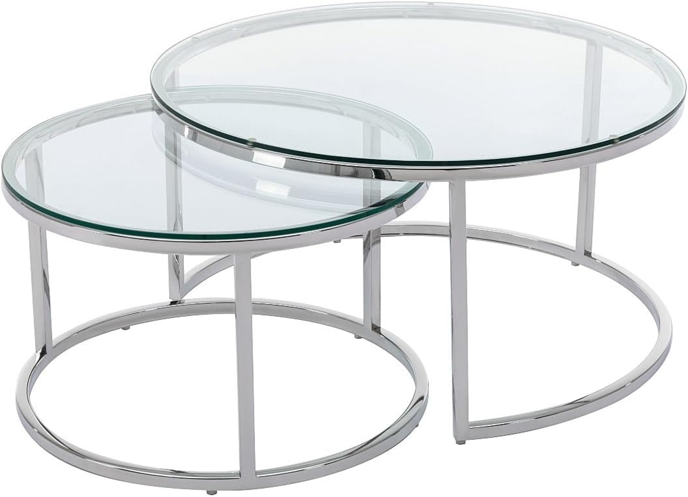 Vente-unique - Couchtisch 2er-Set aus gehärtetem Glas & Edelstahl - Silberfarben - MAEVANE II von Pascal MORABITO Bild 1