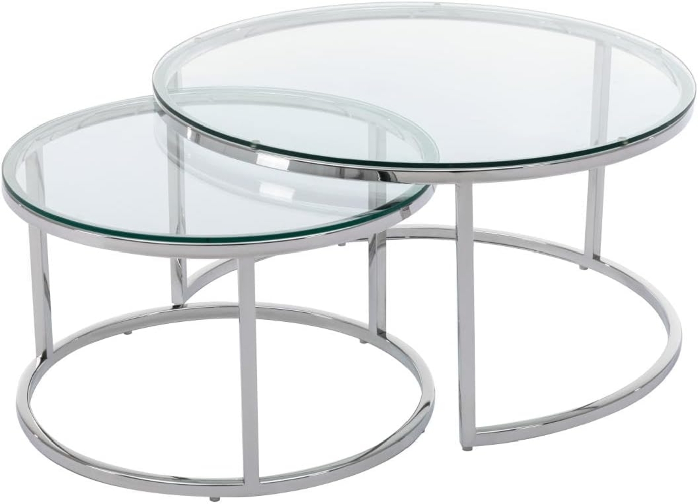 Vente-unique - Couchtisch 2er-Set aus gehärtetem Glas & Edelstahl - Silberfarben - MAEVANE II von Pascal MORABITO Bild 1