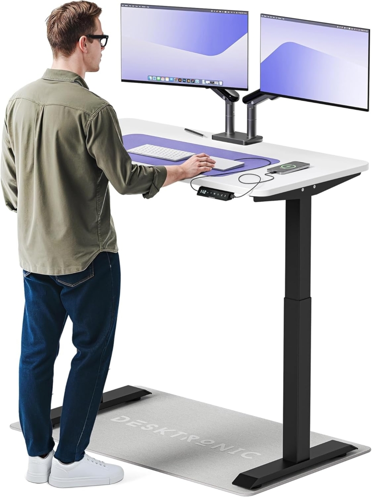 Desktronic Höhenverstellbarer Schreibtisch Elektrisch - Bequem und Schmerzfrei von Zuhause Arbeiten – Schreibtisch Höhenverstellbar Elektrisch (Schwarzes Gestell + 120x60 Weiße Tischplatte) Bild 1