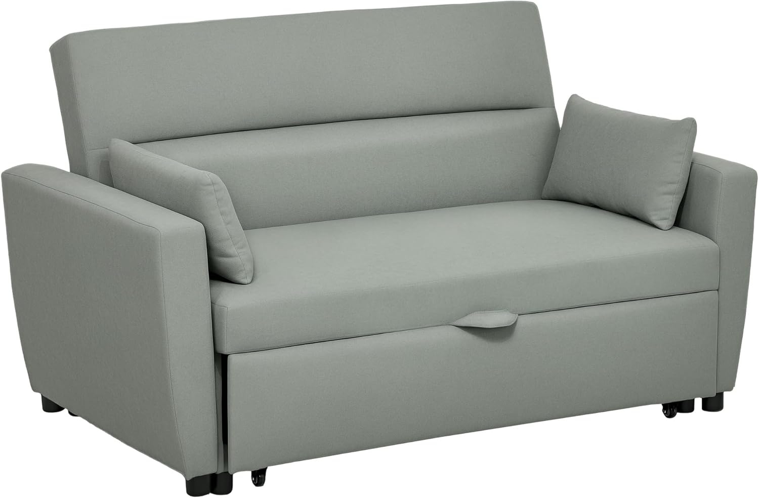 HOMCOM Schlafsofa 2-Sitzer Sofa mit Schlaffunktion, Verstellbare Rückenlehne, Schlafcouch 1 Teile, für Wohnzimmer, Gästezimmer, Hellgrau Bild 1
