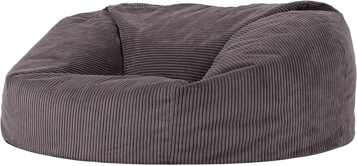 icon Riesensitzsack Flauschig „Soul“, Anthrazitgrau, Cord XXL Sitzsack Sofa für Erwachsene, Sitzsack Sessel mit Füllung für das Wohnzimmer Bild 1