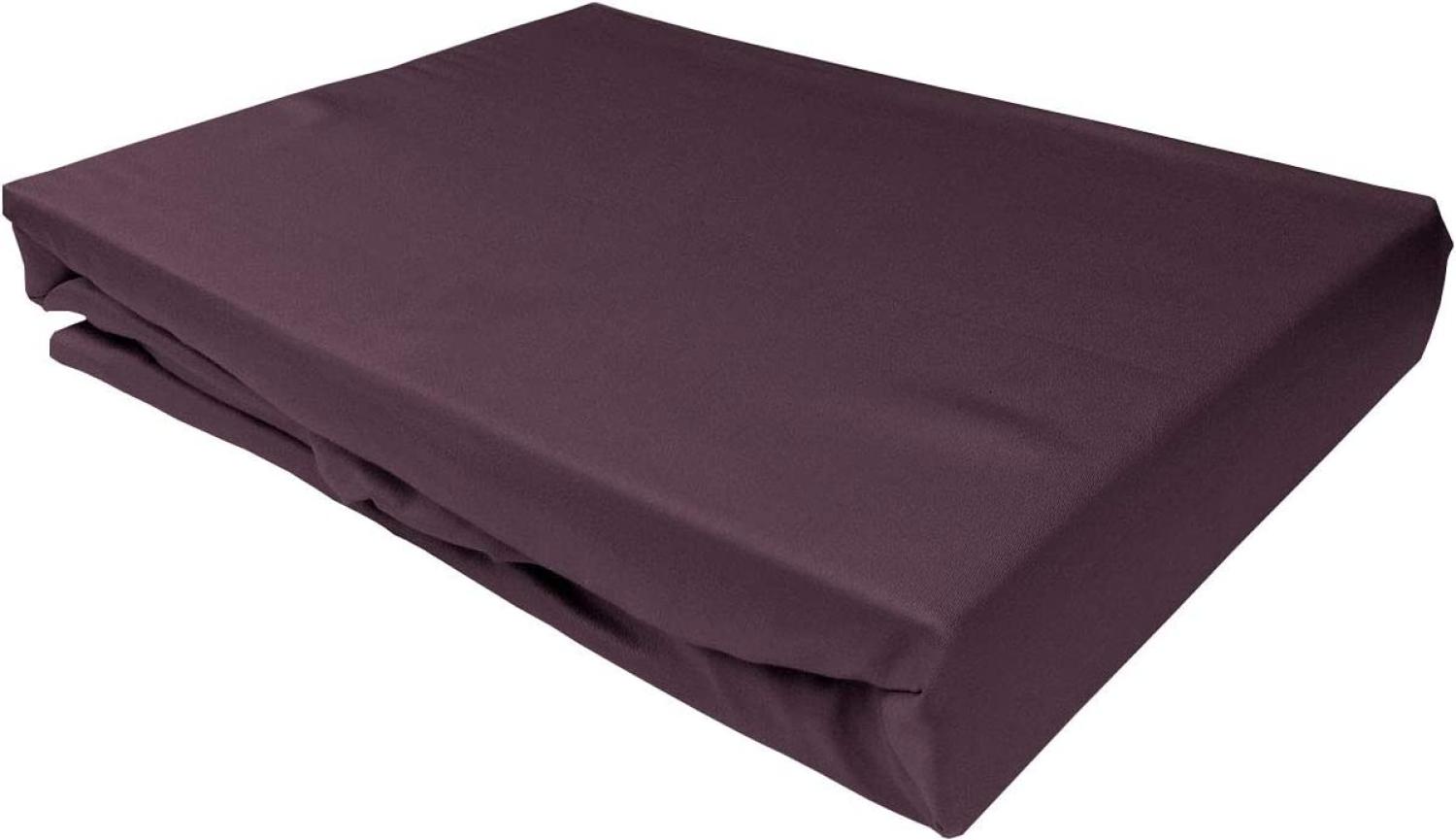 Bettwaesche-mit-Stil Mako-Satin Spannbettlaken brombeer 90x200cm, Höhe 20 cm Bild 1