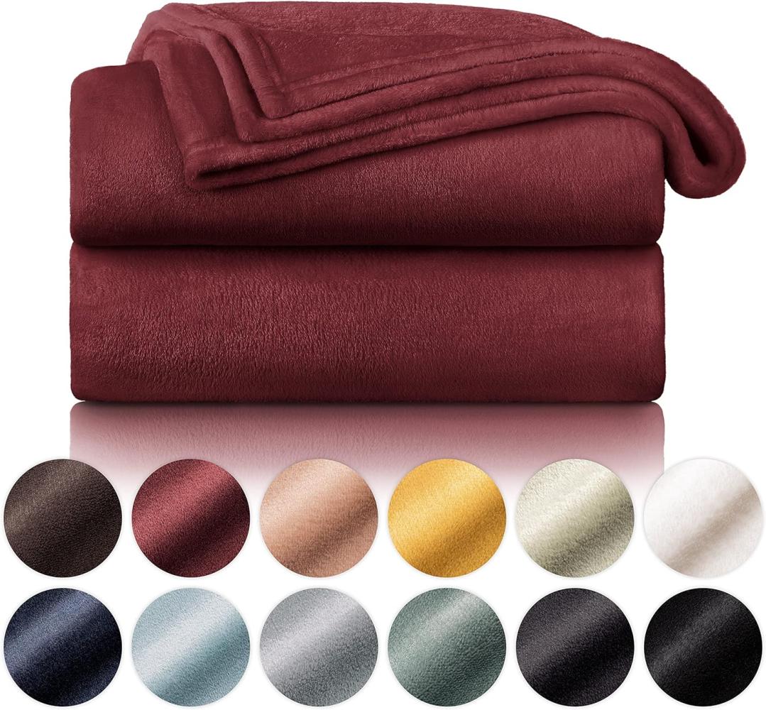 Blumtal Kuscheldecke aus Fleece - hochwertige Decke, Oeko-TEX® Zertifiziert in 270 x 230 cm, Kuscheldecke flauschig als Sofadecke, Tagesdecke oder Winterdecke, Dunkelrot Bild 1