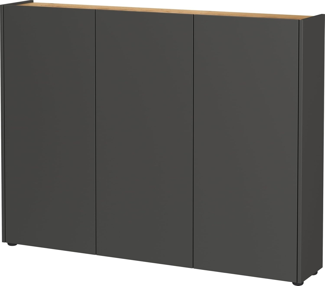 Germania Schuhschrank 1347-549 GW-Libbiano, in Graphit/Navarra-Eiche-Nb, mit grifflosem Design, 138 x 105 x 25 cm (BxHxT) Bild 1