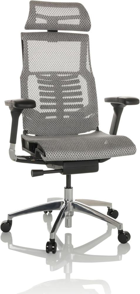 hjh OFFICE Profi Bürostuhl DYNAFIT II Netz ergonomischer Drehstuhl mit Flexibler Lordosenstütze, Hellgrau, 652287 Bild 1