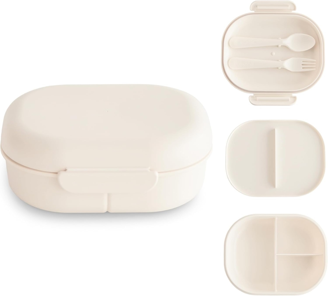 Mushie - Lunchbox Inkl. Besteck - Ivory Beige Bild 1