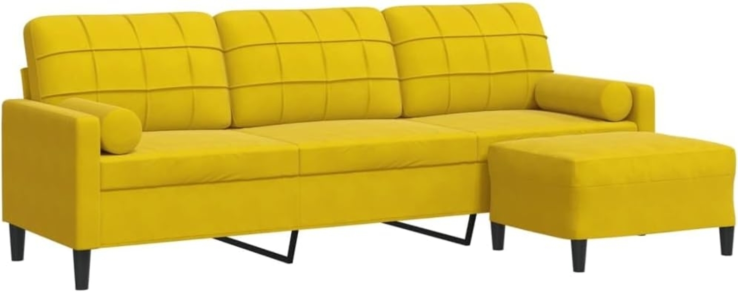 vidaXL Sofa 3-Sitzer mit Hocker Gelb 210 cm Samt 3278283 Bild 1