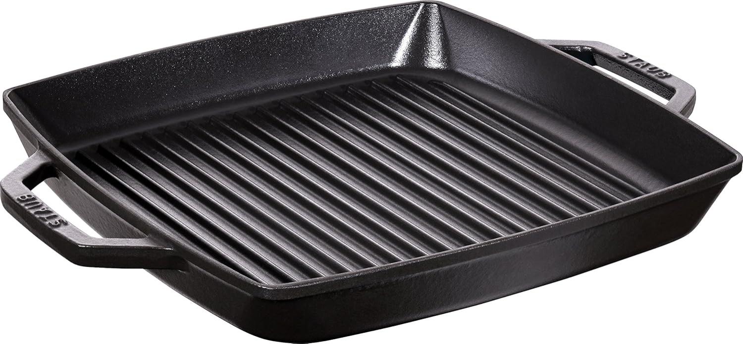 STAUB Gusseisen Grillpfanne mit zwei Griffen, Induktionsgeeignet, Quadratisch, Schwarz, 33 cm Bild 1