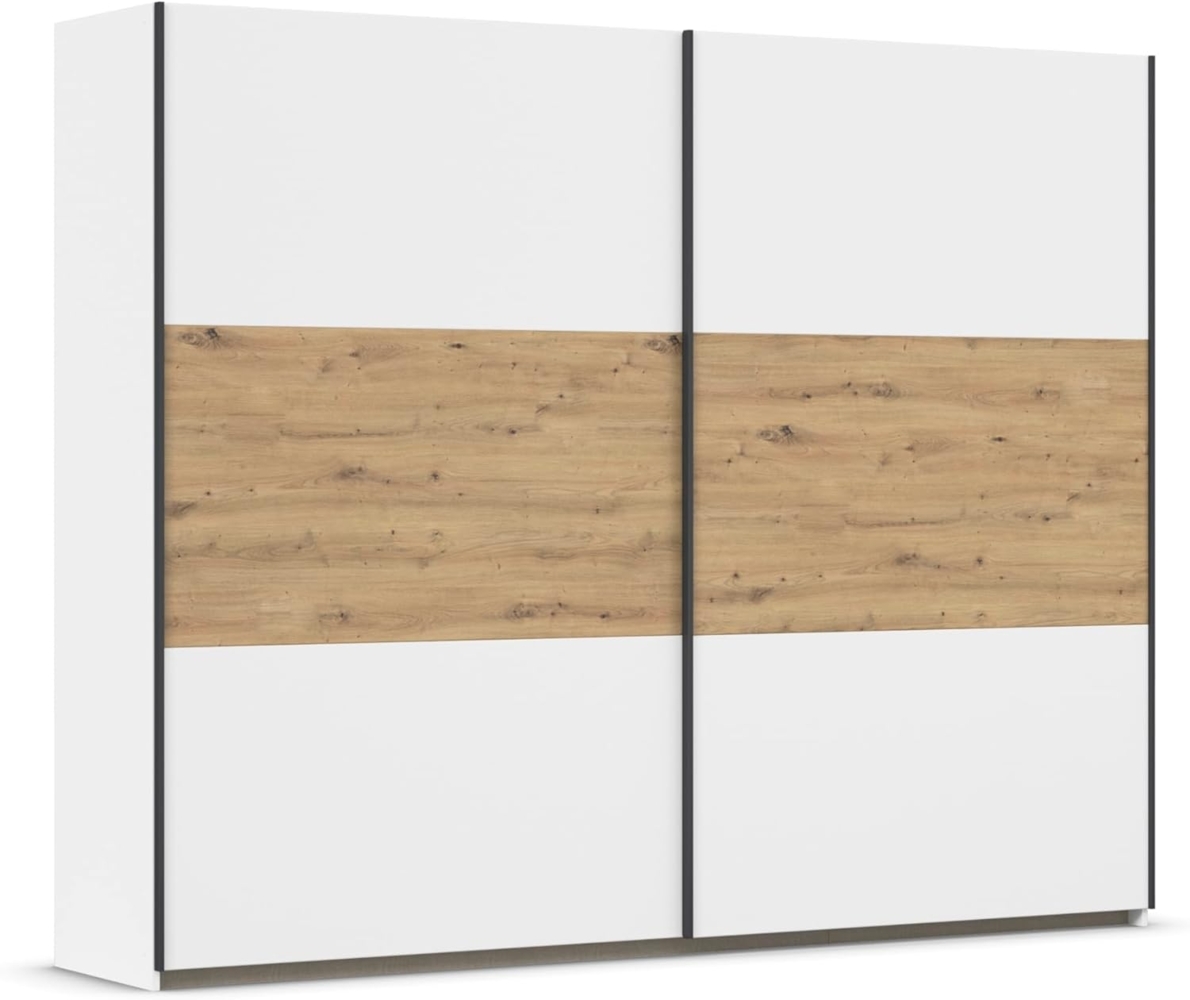 Rauch Möbel Neo, Schwebetürenschrank, Kleiderschrank, Kleiderschränke, Garderobe, Schrank mit Stauraum, 2-türig, Farbe Weiß/Eiche Artisan, 261 x 210 x 59 cm Bild 1