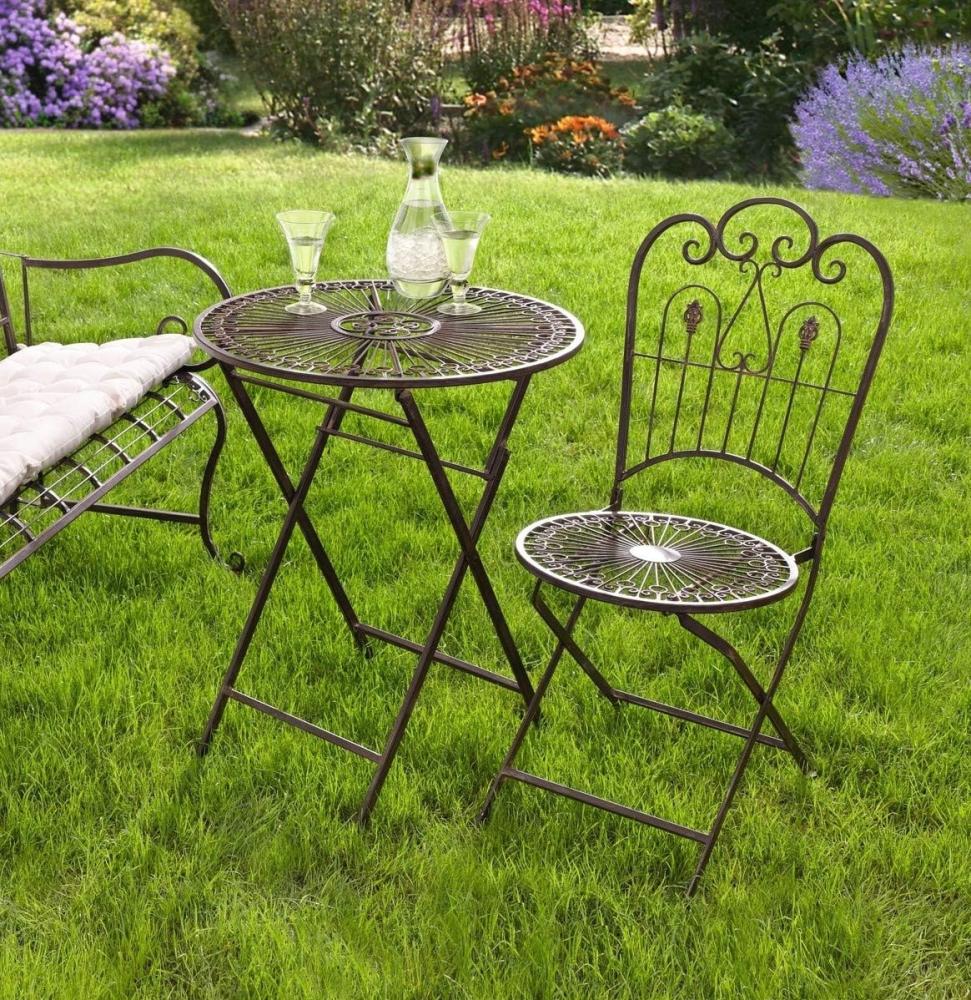 Metall Klapptisch "Provence" im Antik Design, braun, Gartentisch, Balkontisch Bild 1