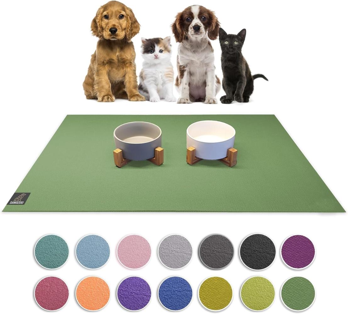 SanoZoo® - Napfunterlage, Öko-TEX - Made in Germany - rutschfeste Futtermatte für Hunde & Katzen, 40 x 60 cm Olivgrün Bild 1