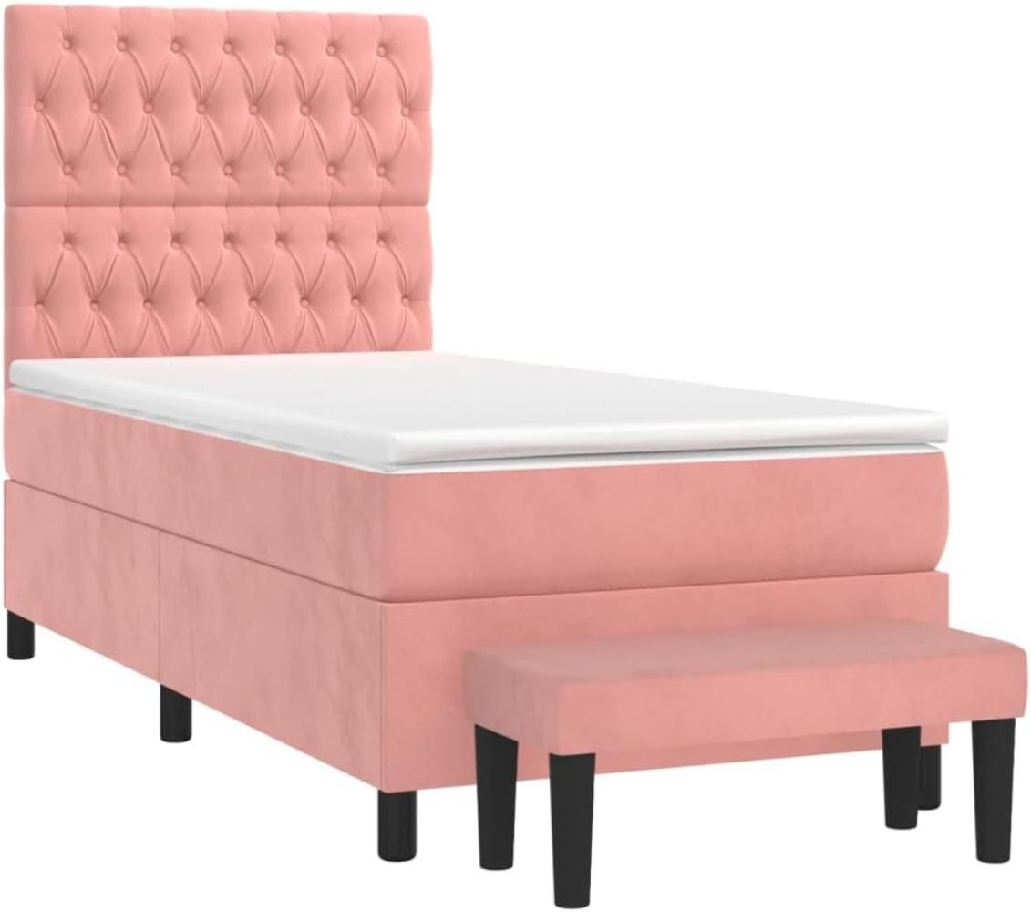 vidaXL Boxspringbett mit Matratze Rosa 90x200 cm Samt 3138006 Bild 1