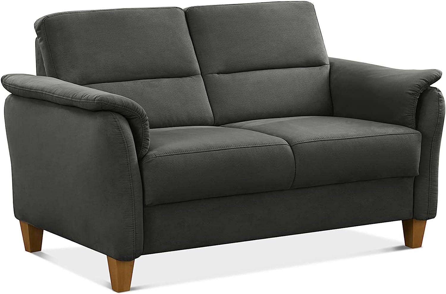CAVADORE 2er-Sofa Palera mit Federkern / Kompakte Zweisitzer-Couch im Landhaus-Stil / passender Sessel und Hocker optional / 149 x 89 x 89 / Mikrofaser, Grau Bild 1
