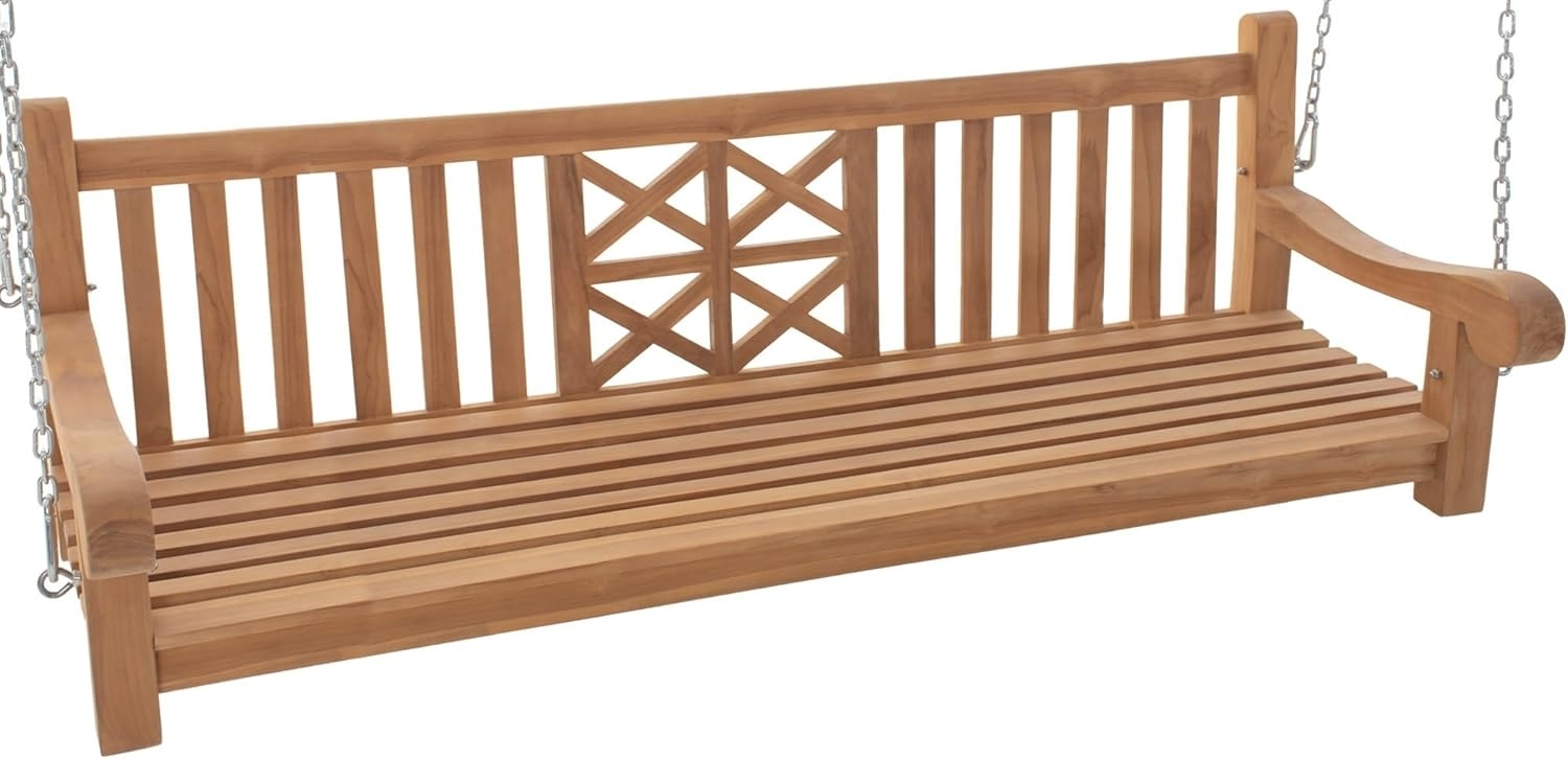 CLP Schaukelbank Farm Teakholz wetterfest mit Befestigungsmaterial,teak 180 cm Bild 1