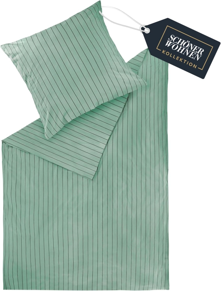 SCHÖNER WOHNEN-Kollektion Bettwäsche SOFT STRIPE Winter Bettwäsche, Baumwolle, 1 teilig, 135 x 200 cm in Salbei Bild 1