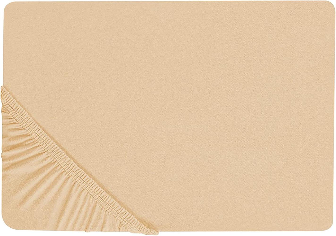 Spannbettlaken JANBU Baumwolle 90x200 cm Sandbeige Bild 1
