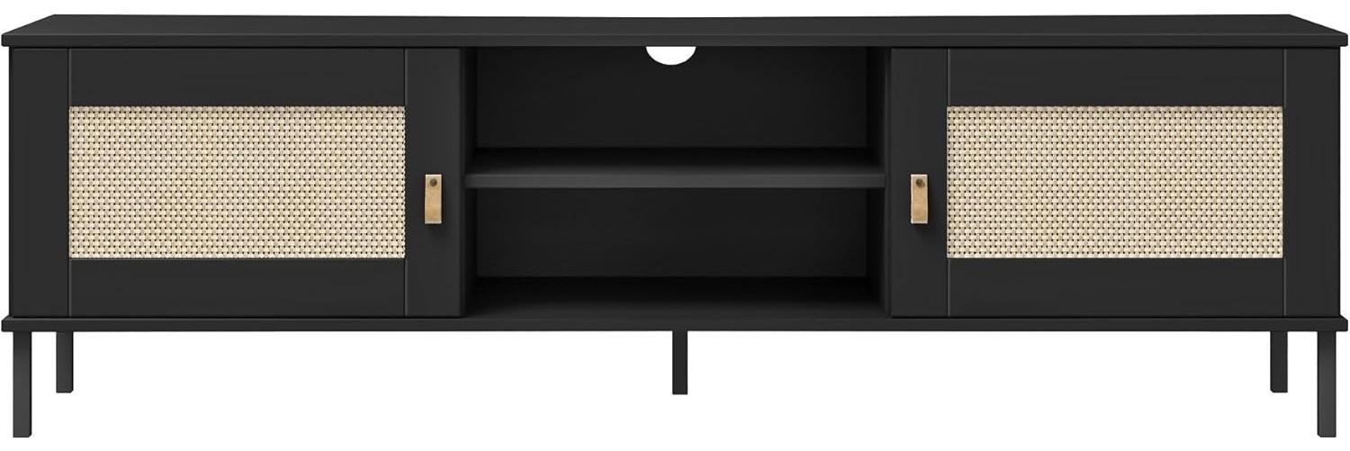 Woodroom TV-Board Modernes Lowboard Valencia, Fernsehschrank aus Kiefer,schwarz,158x47x40cm Bild 1