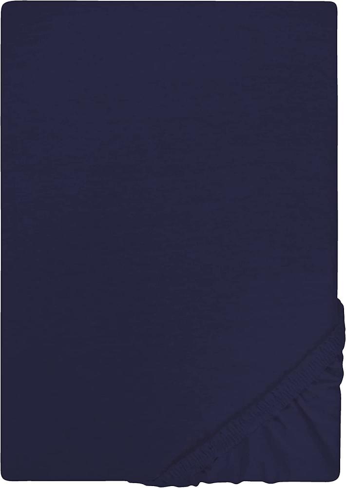 Biberna Jersey-Stretch Spannbettlaken Spannbetttuch 90x200 cm - 100x200 cm Marine Bild 1