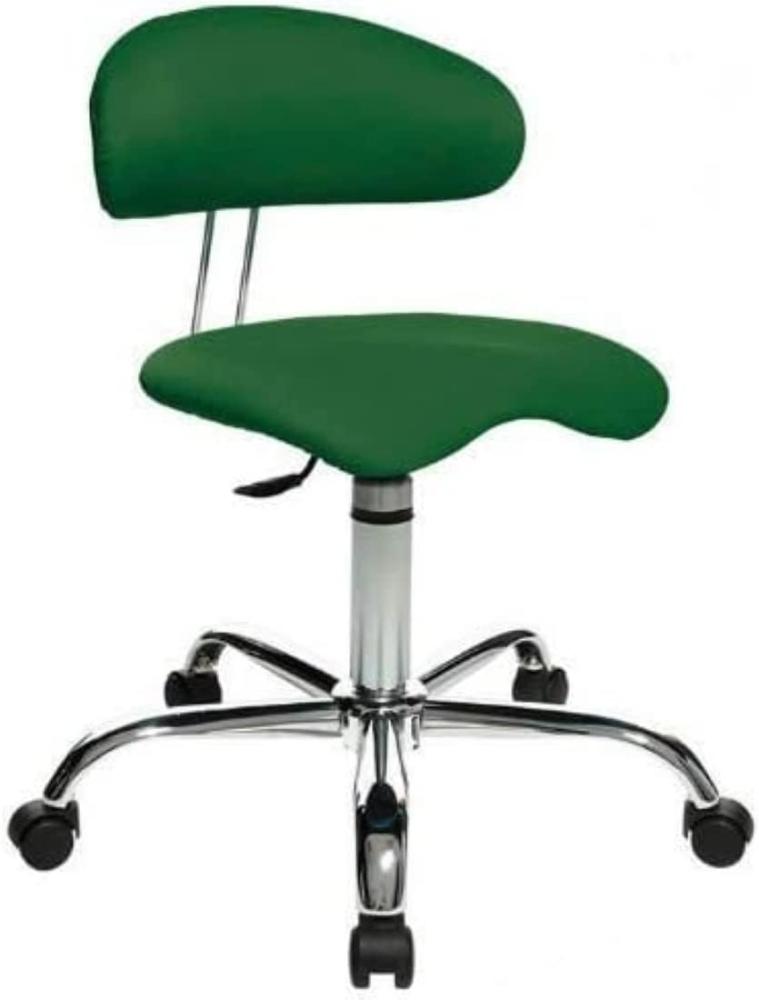 Topstar Sitness 40, Fitnesshocker, Arbeitshocker, Rollhocker mit Rückenunterstützung, 3-Dimensional bewegliche Sitzfläche, Stoffbezug Grün Bild 1