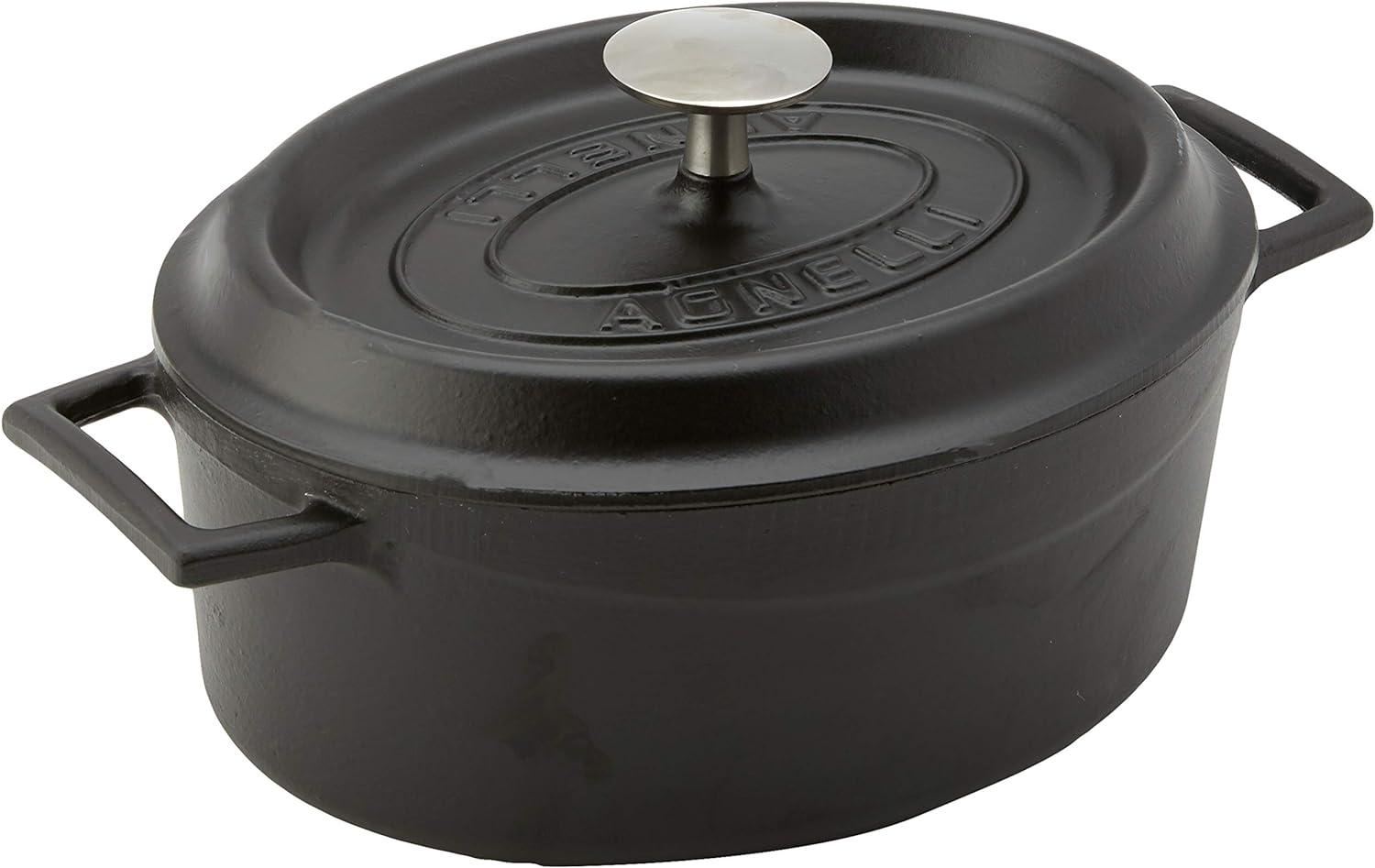 Pentole Agnelli Slowcook Kasserolle oval mit 2 Griffen, aus Gusseisen 3. 3 litri Mattschwarz Bild 1