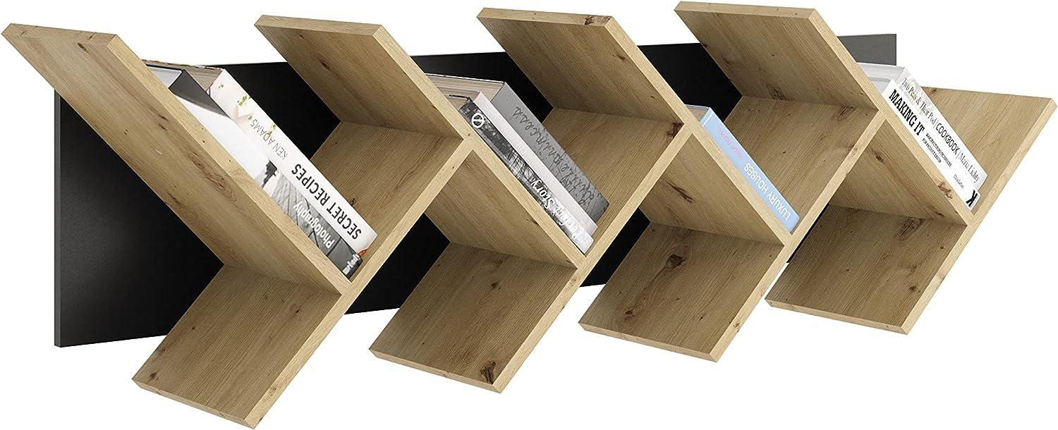 vidaXL FMD Geometrisches Bücherregal Eiche-Optik und Schwarz [436995] Bild 1