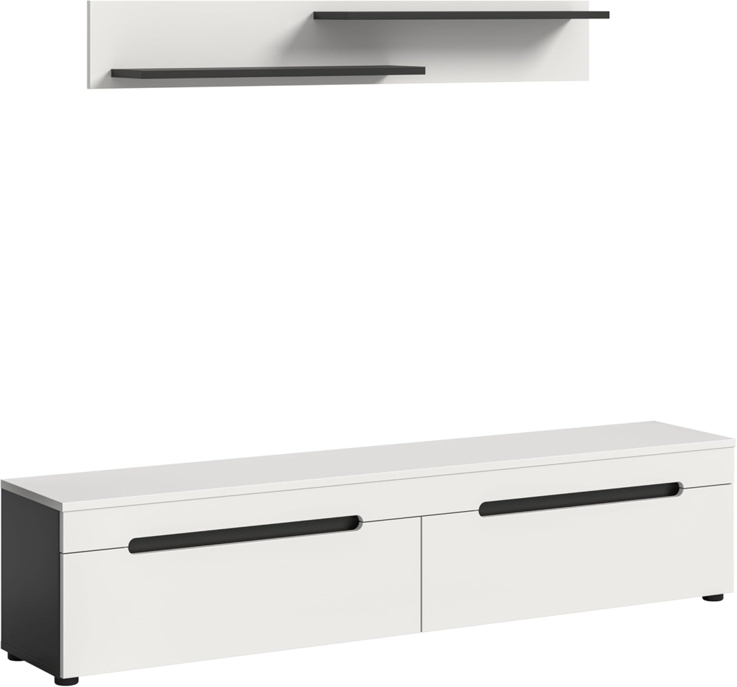 xonox. home - Lowboard Canu 170 x 38 x 33 cm in Korpus Basalt grau und Front weiß Nb. - Kommode Sideboard groß TV-Bank TV-Schrank Fernsehschrank - platzsparend & modern Bild 1