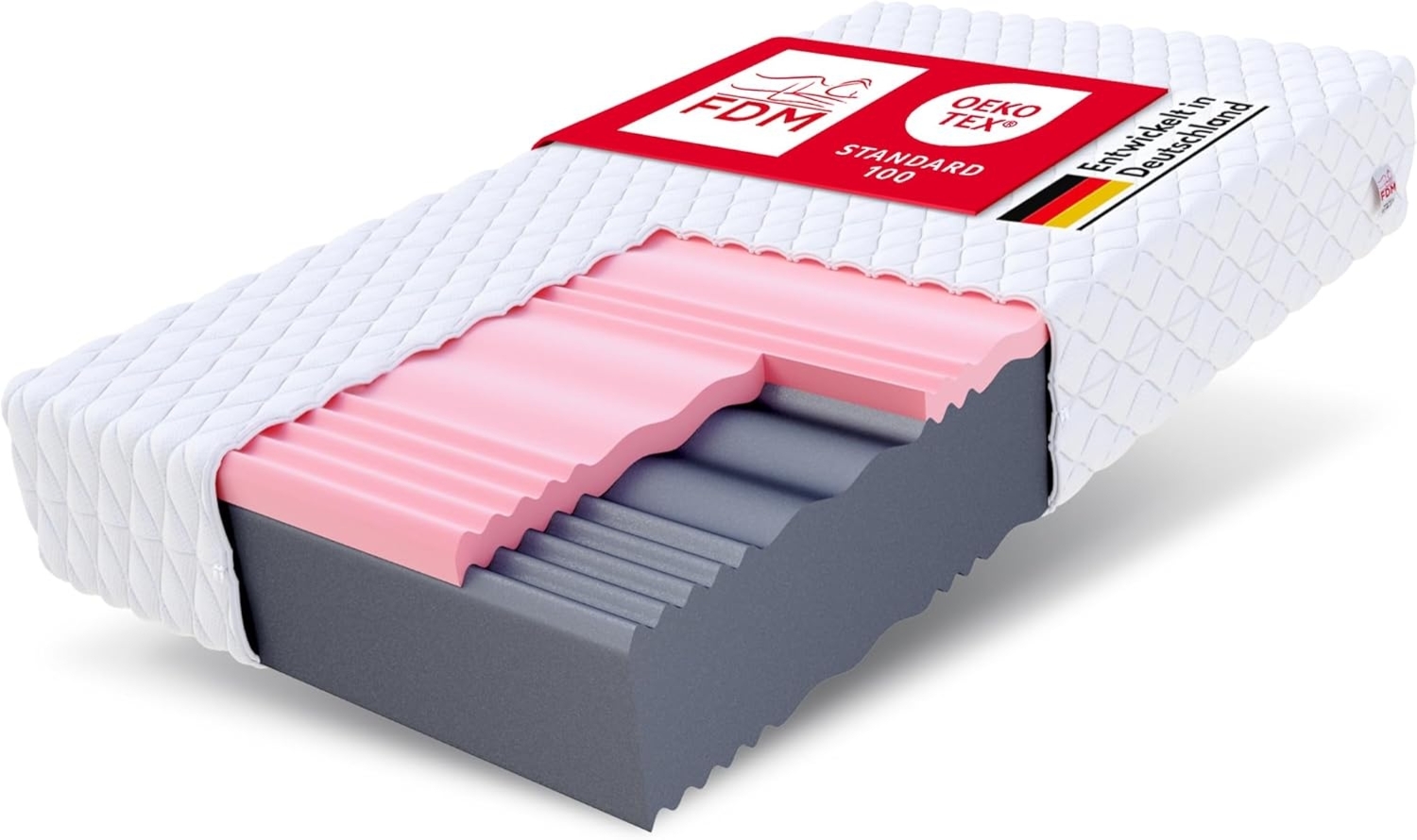 FDM Select MAX Plus Matratze 90x200 cm Kaltschaum Höhe 29 cm Härtegrad H3 und H4 Visco-Schaum Öko-Tex Allergikergeeignet Jersey Bezug Waschbar Bild 1