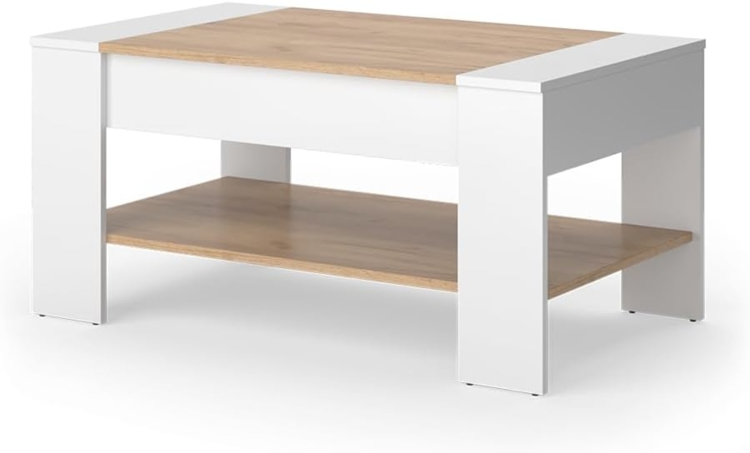 Couchtisch August Weiß/Goldkraft Eiche 99.6 x 58.8 cm mit Schublade Vicco Bild 1