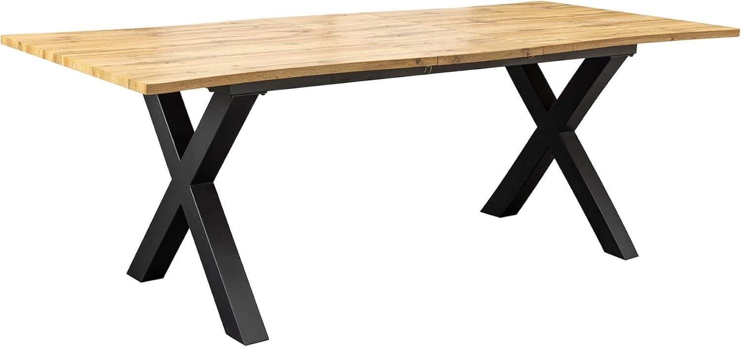 riess-ambiente Baumkantentisch WILD 180-220cm braun · ausziehbarer Esstisch im Wildeichen-Design (Einzelartikel, 1-St), 8-10 Personen · Metall-X-Gestell · 2,5cm Tischplatte · Einlegeplatte Bild 1