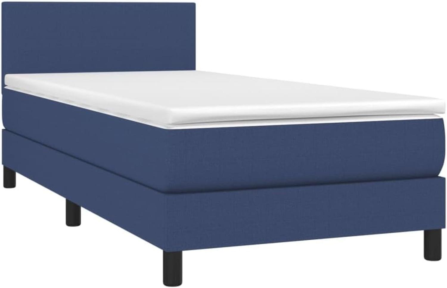 vidaXL Boxspringbett mit Matratze & LED Blau 90x200 cm Stoff 3132971 Bild 1