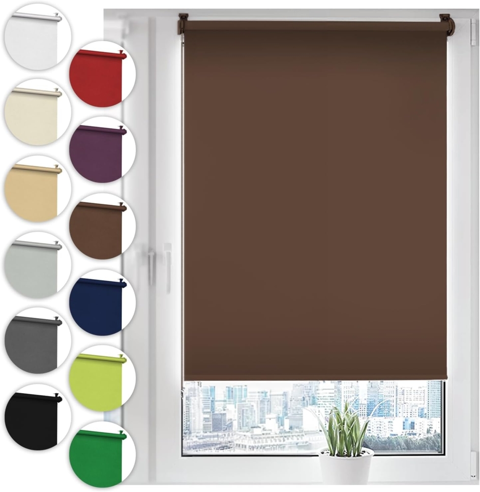 Verdunkelungsrollo Klemmfix ohne Bohren 80x150 cm Braun Verdunklungsrollo Fensterrollo Rollo Seitenzugrollo Klemmrollo für Fenster & Tür Bild 1