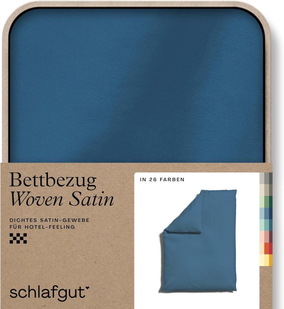 Schlafgut Woven Satin Bettwäsche | Bettbezug einzeln 135x200 - 140x200 cm | blue-mid Bild 1