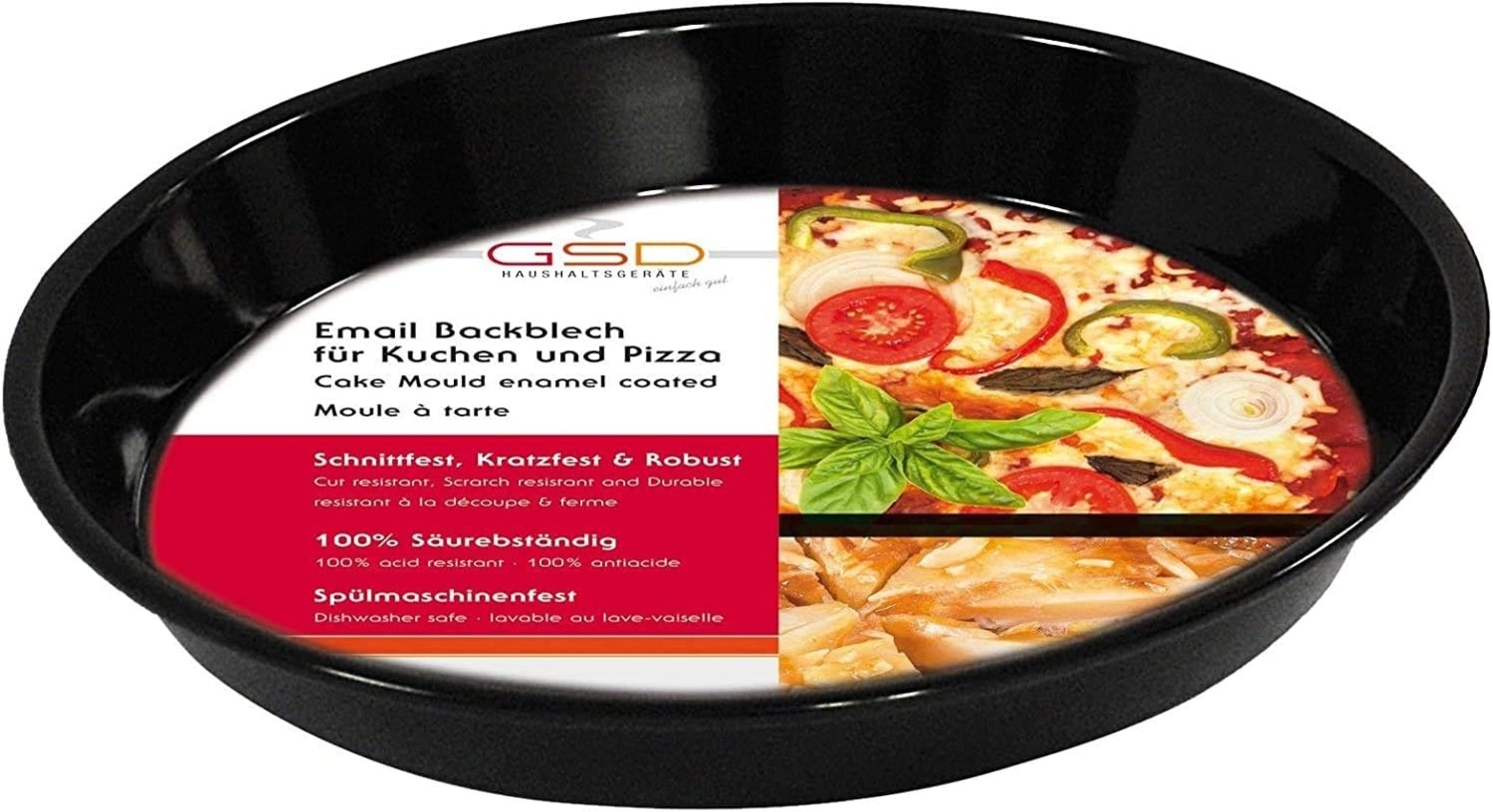 Back- und Pizzablech Ø 20 cm aus emailliertem Stahl von GSD-Haushaltsgeräte / Pizzablech / Pizzaform / Kuchenform / Form / Emailleform Bild 1