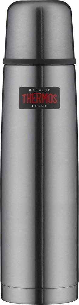 THERMOS LIGHT & COMPACT BEVERAGE BOTTLE 1l, stone grey, Thermosflasche Edelstahl, Isolierflasche grau mit Trinkbecher, 24 h heiß / 24 h kalt, spülmaschinenfest, absolut dicht, BPA-frei Bild 1