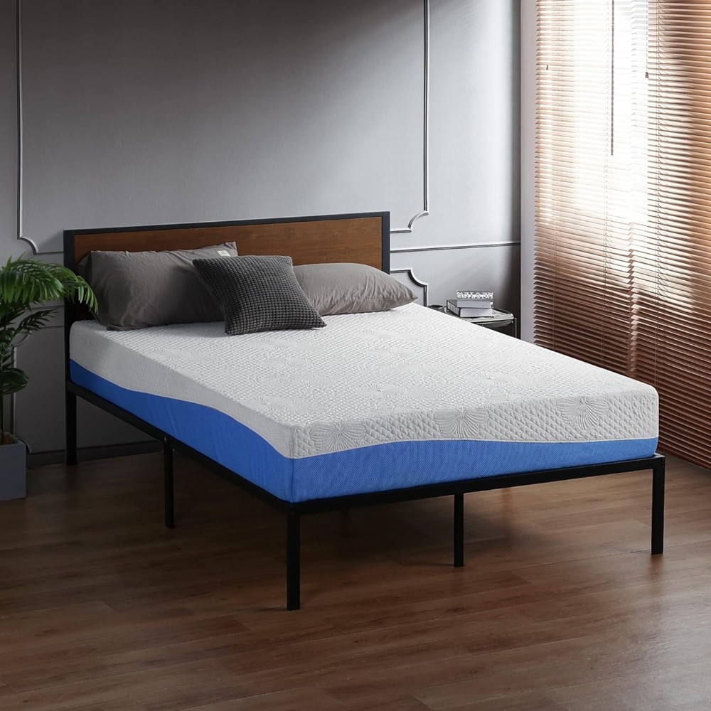 Olee sleep 25cm Memory Foam Matratze / Kaltgelschaum / Öko-Tex / CertiPUR-US / Komfortable Matratze / Rollmatratze / 3 Schichten / 140x200 cm / Full / Blau Bild 1