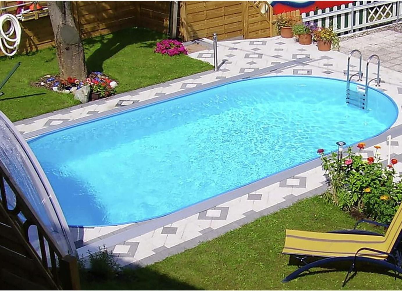 Steinbach Stahlwand Swimming Pool Set "Styria oval", blaue Poolfolie, 737 x 360 x 150 cm Bild 1