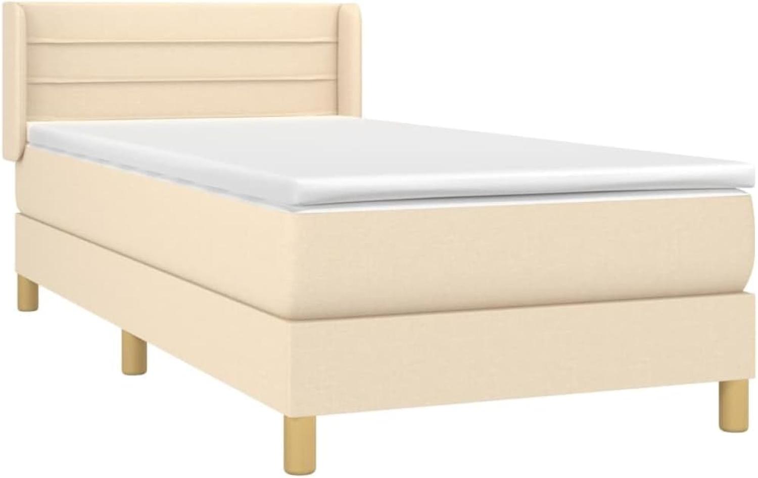 vidaXL Polsterbett mit Matratze Creme 80x200 cm Stoff Bild 1