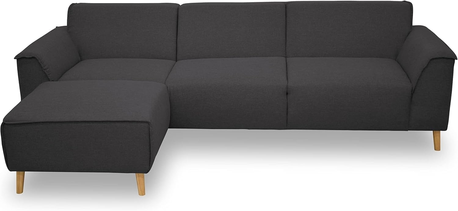 DOMO. collection Ecksofa Jules FK, skandinavisches Sofa mit Federkern, Couch Garnitur mit Holzfüßen, 268 x 159 x 81 cm (BxTxH), Eckganitur mit Longchair links, pepper Bild 1