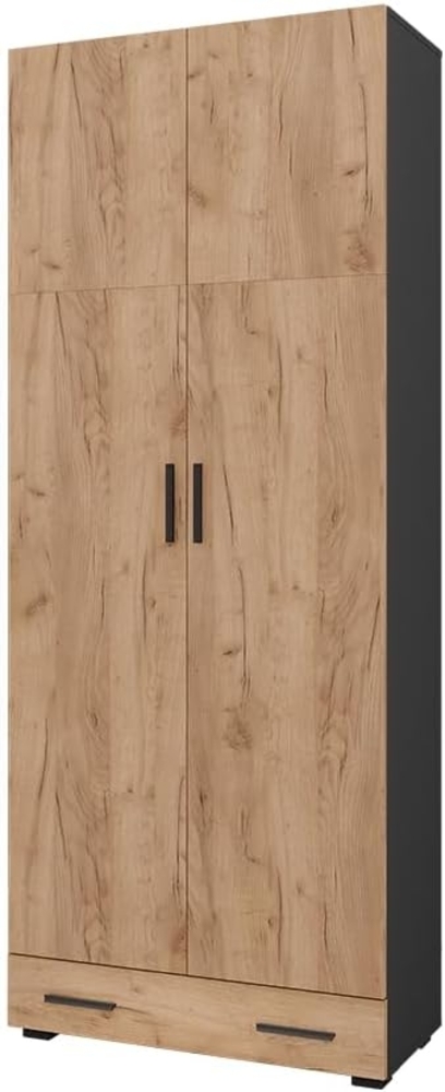 Mehrzweckschrank Ingo Anthrazit/Goldkraft Eiche 80 x 201.2 cm mit Schubladenmodul Vicco Bild 1