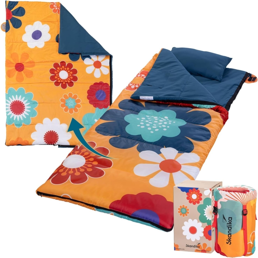 Skandika Deckenschlafsack Sovro 190 Flower, Schlafsack Outdoor für Erwachsene, 3 Jahreszeiten Bild 1