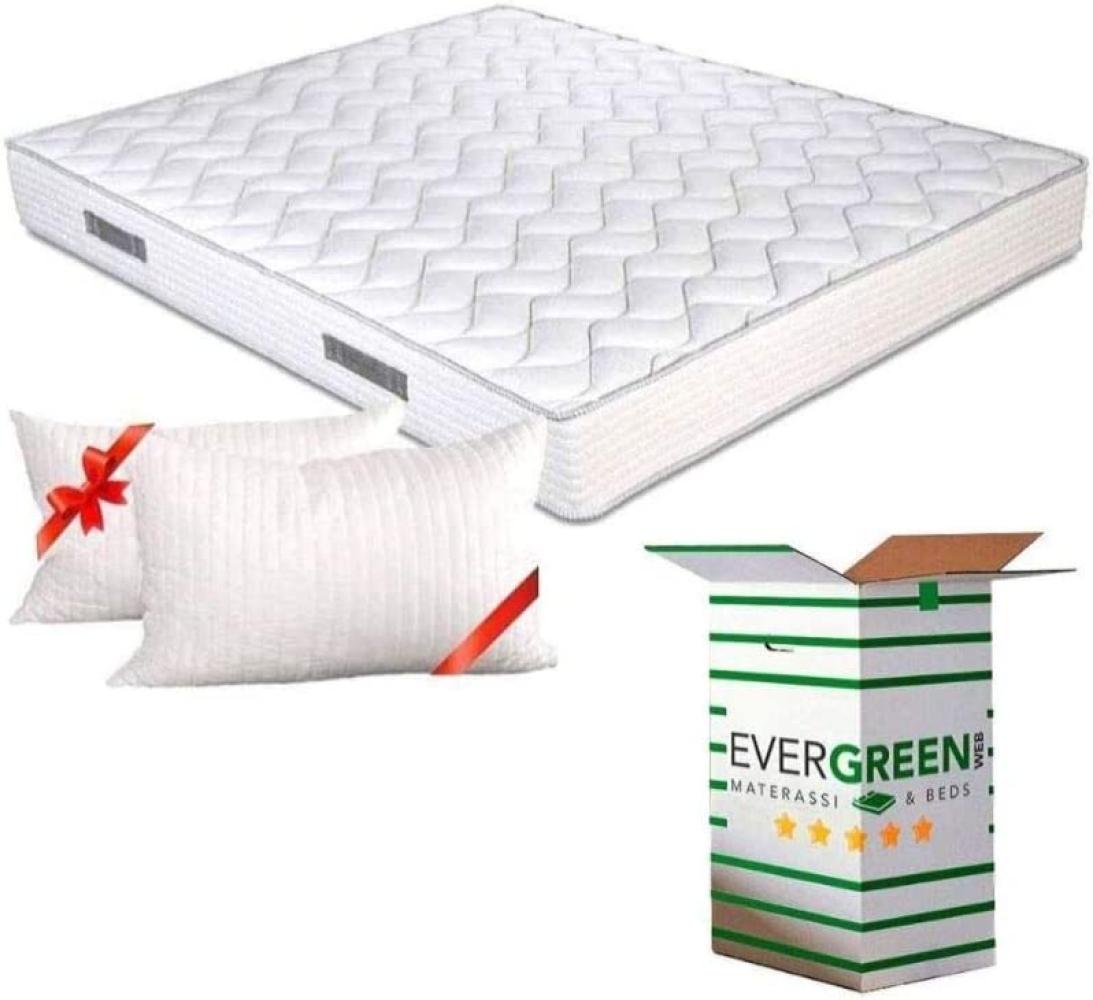 EVERGREENWEB Matratze 140x200 cm aus Polyurethanschaumstoff WATERFOAM, Ergonomisch, Höhe 20 cm + 2 Kissen aus Memory Foam Flocken, Atmungsaktiv Weiß Bezug, Orthopädisch, Massage-Effekt | Fashion Bild 1