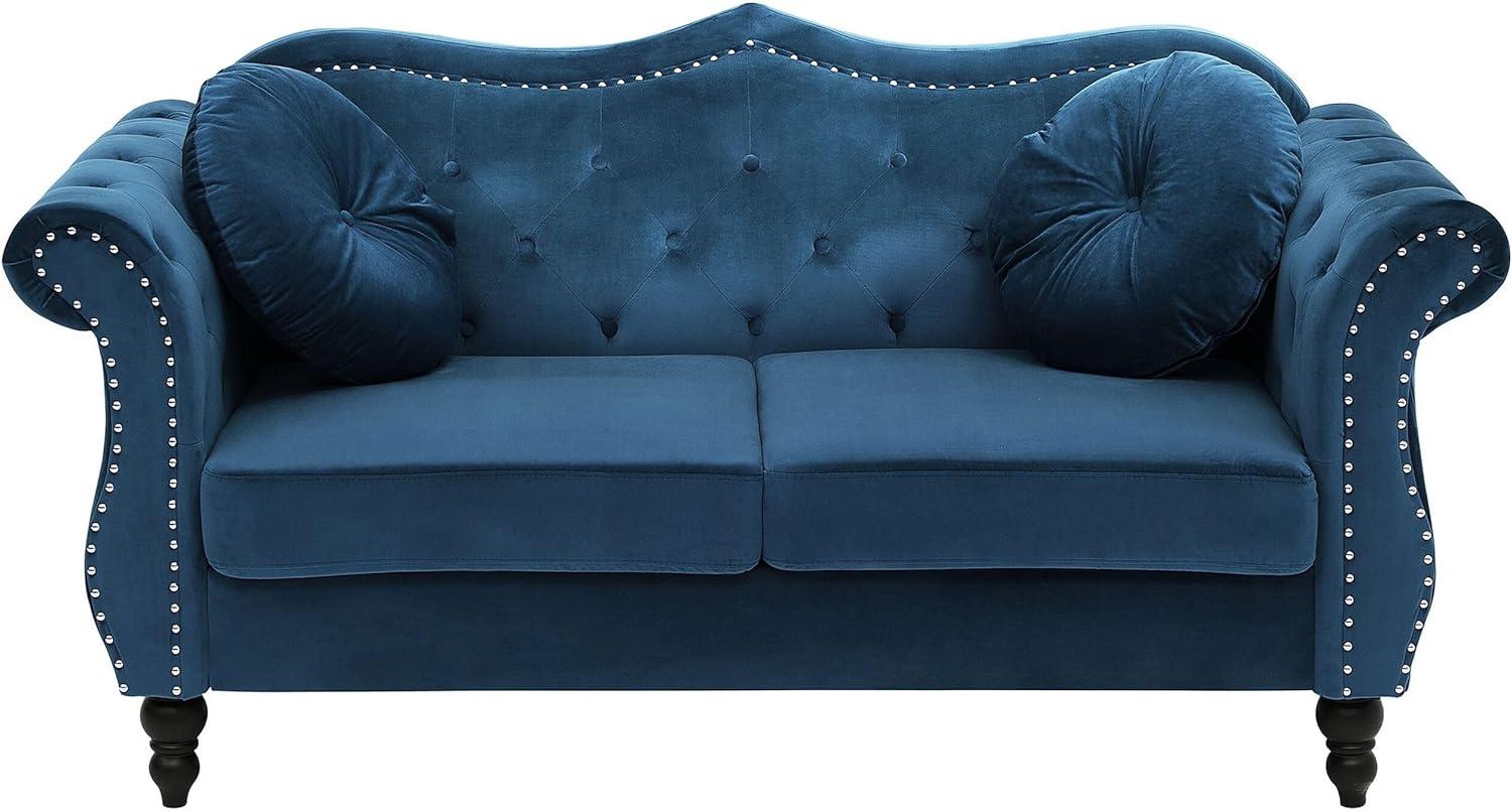 2-Sitzer Sofa Samtstoff kobaltblau SKIEN Bild 1